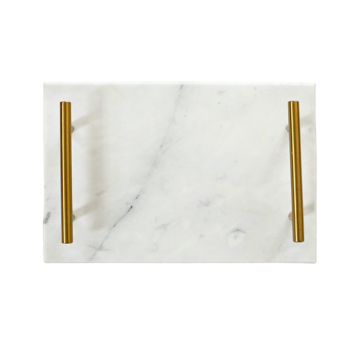 White Marble Board with Gold Handles by Creative Gifts