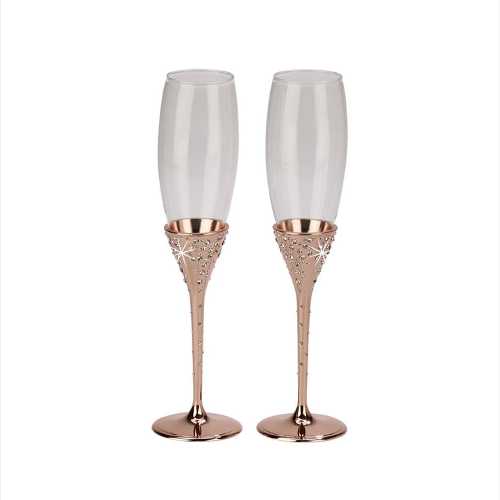 Galaxy Rose Gold Champagne Flutes Set by Creative Gifts