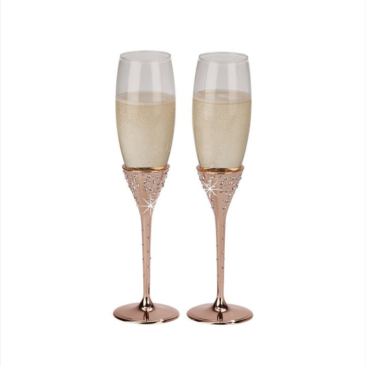 Galaxy Rose Gold Champagne Flutes Set by Creative Gifts