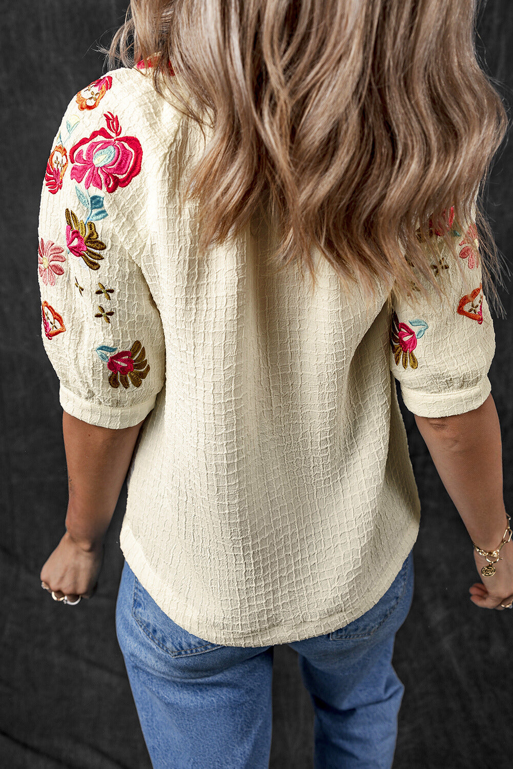 Floral Embroidered Puff Sleeve Blouse by Poppy Lee Lane