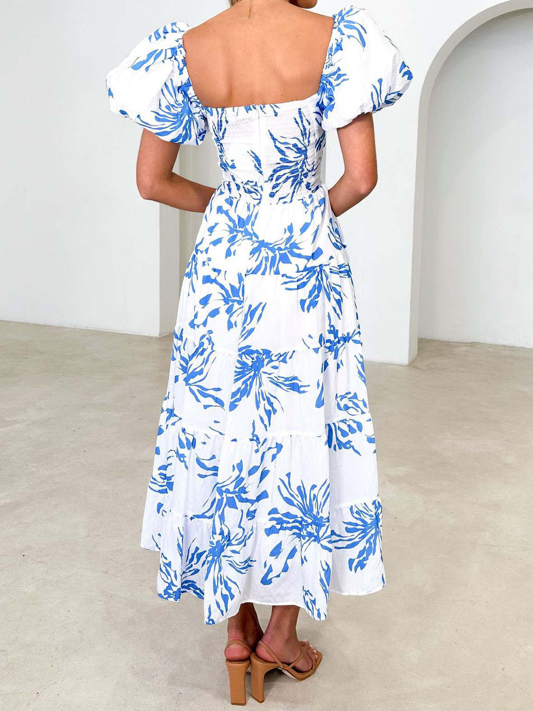 Floral Printed Puff Sleeve Dress