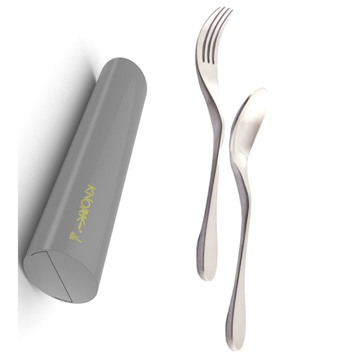 Eco Travel Set, 2 Piece Utensil Plus Case, Silver by KNORK