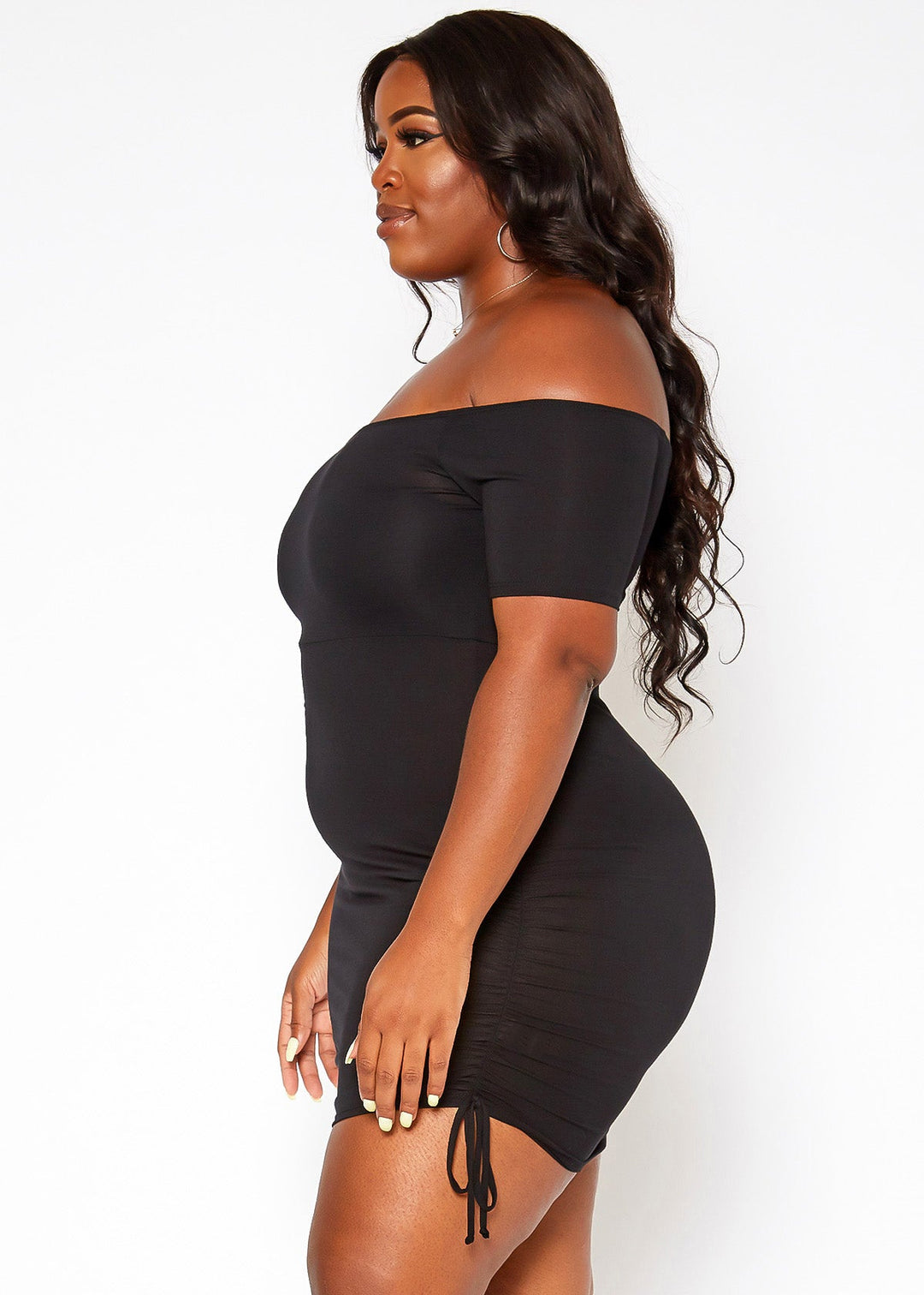 Plus Size Women's Solid Off Shoulder Dress