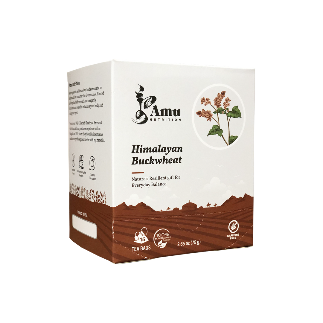 Mongolian Wellness Tea Gift Set- 4-Tea Bundles with Sugar cane Teabags by Amu – Unique combination of Ancient wisdom & Modern Nutrition