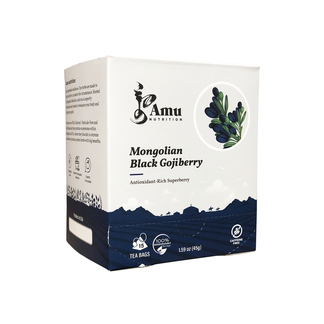 Mongolian Wellness Tea Gift Set- 4-Tea Bundles with Sugar cane Teabags by Amu – Unique combination of Ancient wisdom & Modern Nutrition