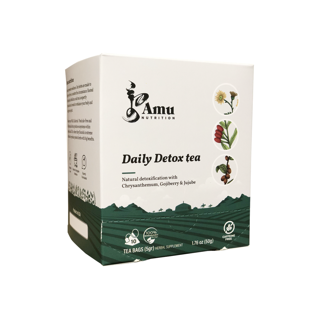 Mongolian Wellness Tea Gift Set- 4-Tea Bundles with Sugar cane Teabags by Amu – Unique combination of Ancient wisdom & Modern Nutrition