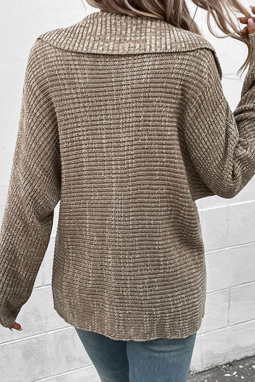 Heathered Horizontal-Ribbing Pullover Sweater by BlakWardrob