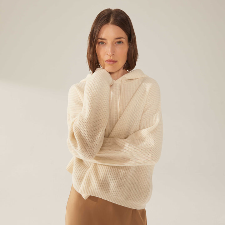 Josie Ribbed Cashmere Hoodie by Italic