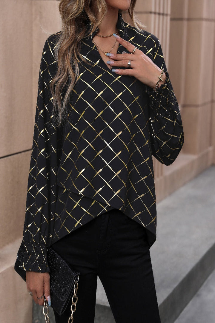 Gold Shimmer Long Sleeve Blouse