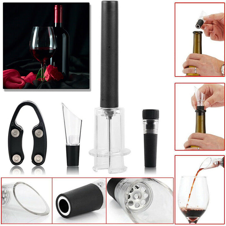 Pour And Preserve Set of 4 Foil Cutter Air Wine Opener Aerator And Wine Stopper by VistaShops