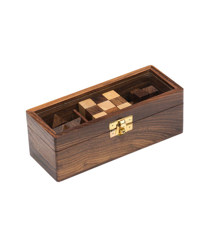 Geometric Puzzle Game Trio Gift Set - Hand Carved Wood by Matr Boomie