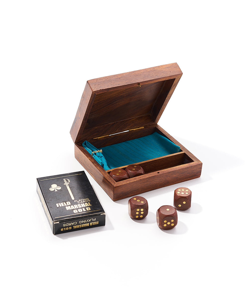 Game Night Box (5 Dice, Playing Cards) - Handcrafted Wood by Matr Boomie