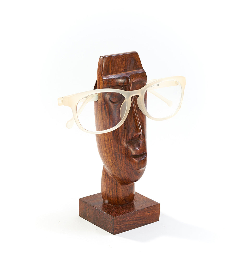 Face Glasses Holder Stand - Hand Carved Indian Rosewood by Matr Boomie