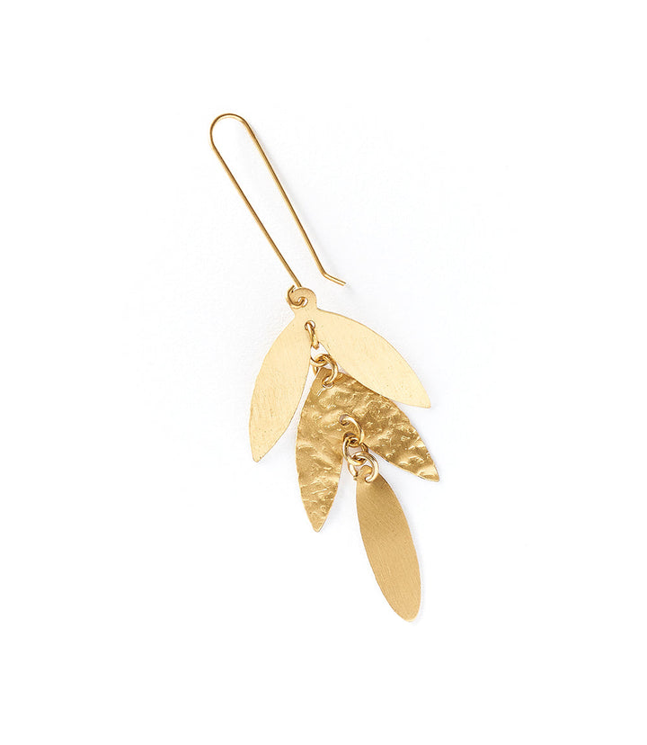 Chameli Leaf Gold Chandelier Dangle Earrings by Matr Boomie