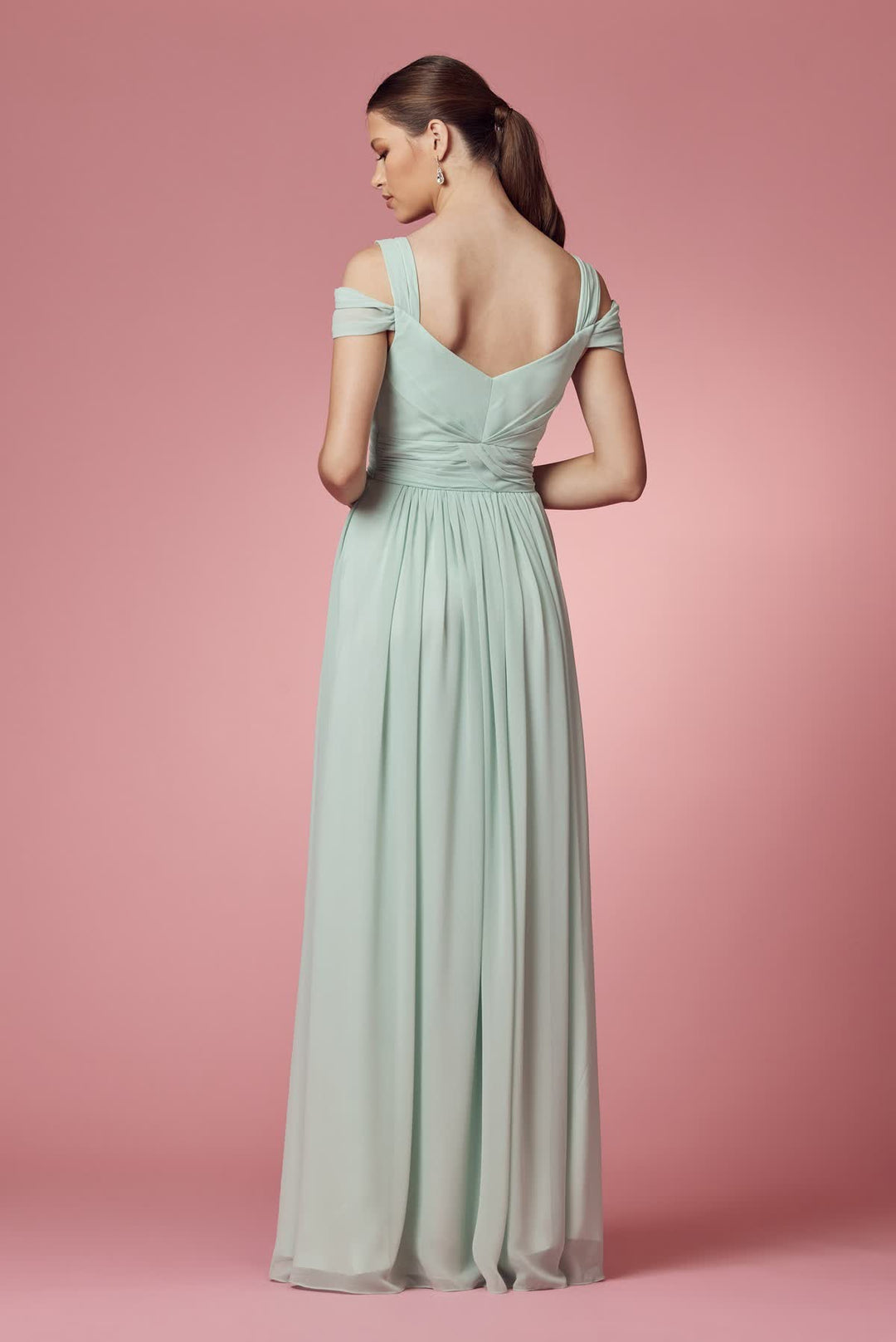 Cold-Shoulder With Slip Skirt Chiffon Long Prom & Evening Dress NXY277