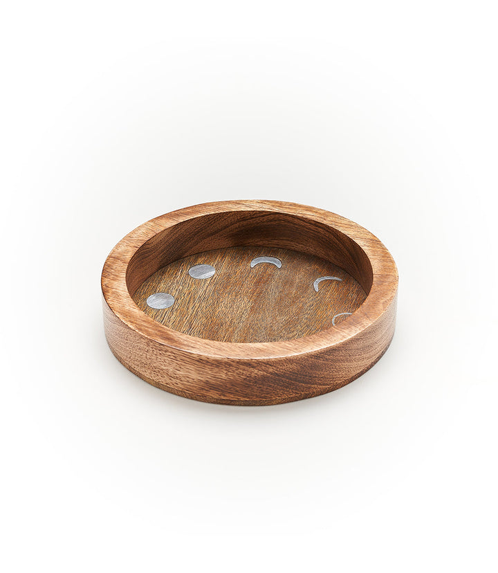 Jyotisha Celestial Round Jewelry Tray Catch All Trinket Dish - Wood by Matr Boomie