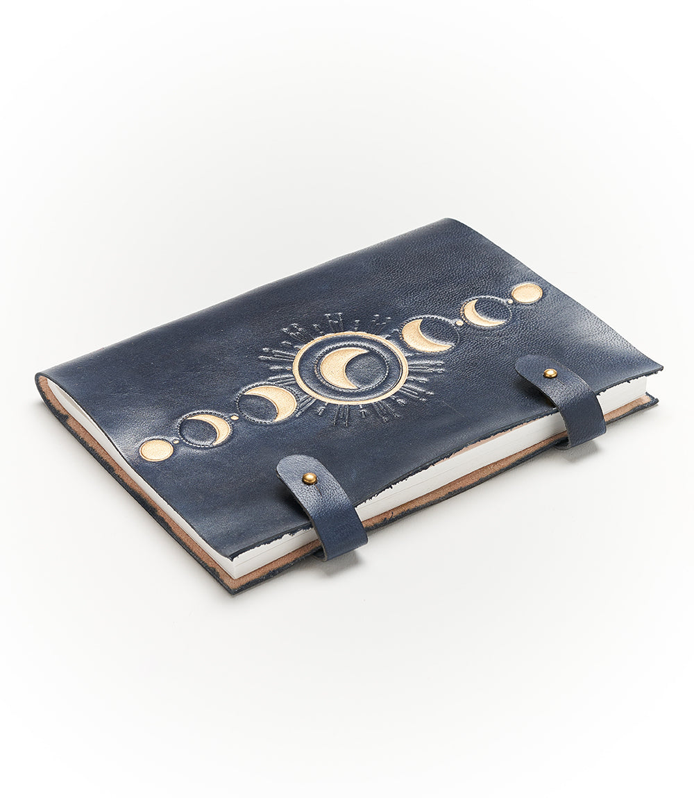 Indukala Moon Phase 5x7 Leather Journal - Refillable Recycled Paper by Matr Boomie