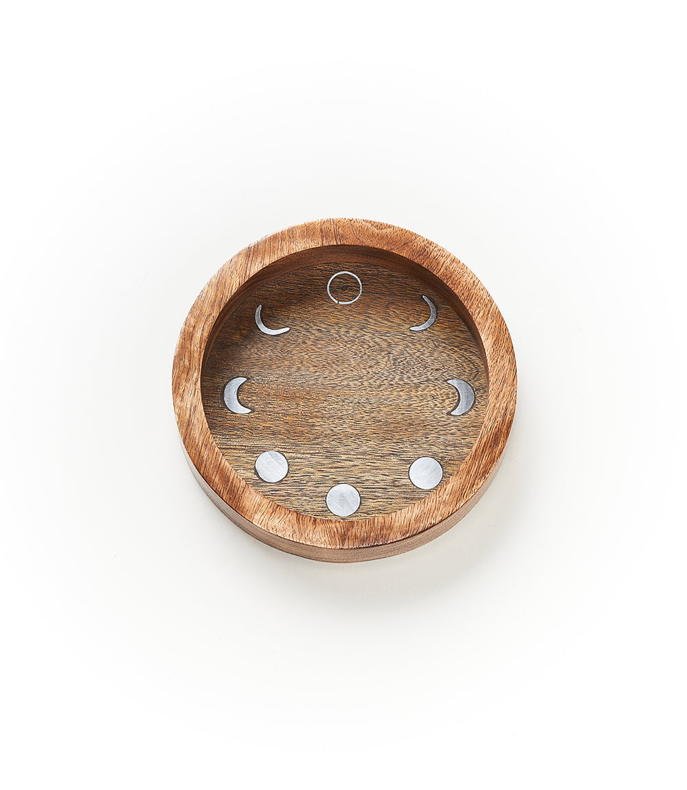 Jyotisha Celestial Round Jewelry Tray Catch All Trinket Dish - Wood by Matr Boomie