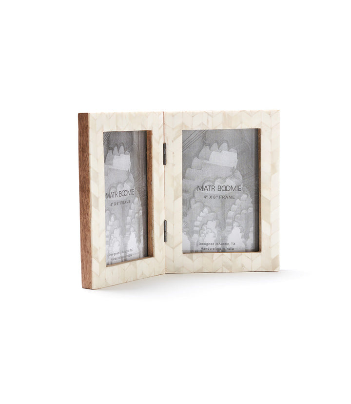 Artemis 4x6 Double Picture Frame - Handcrafted Bone by Matr Boomie