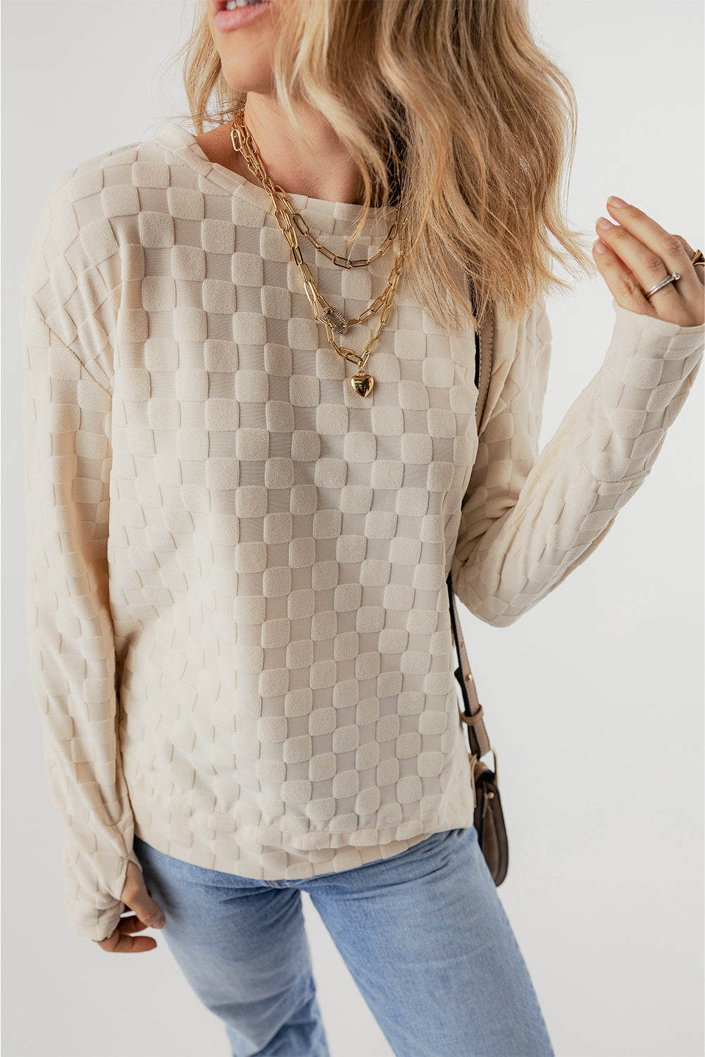 Textured Thumbhole Sleeve Top by Poppy Lee Lane