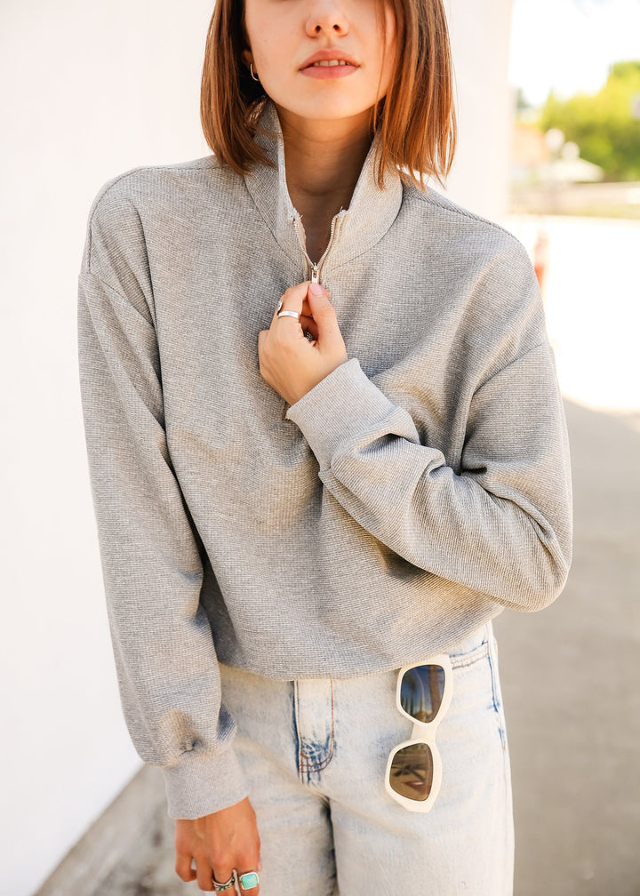 Half Zip Drop Shoulder Sweatshirt by Knit and Lounge