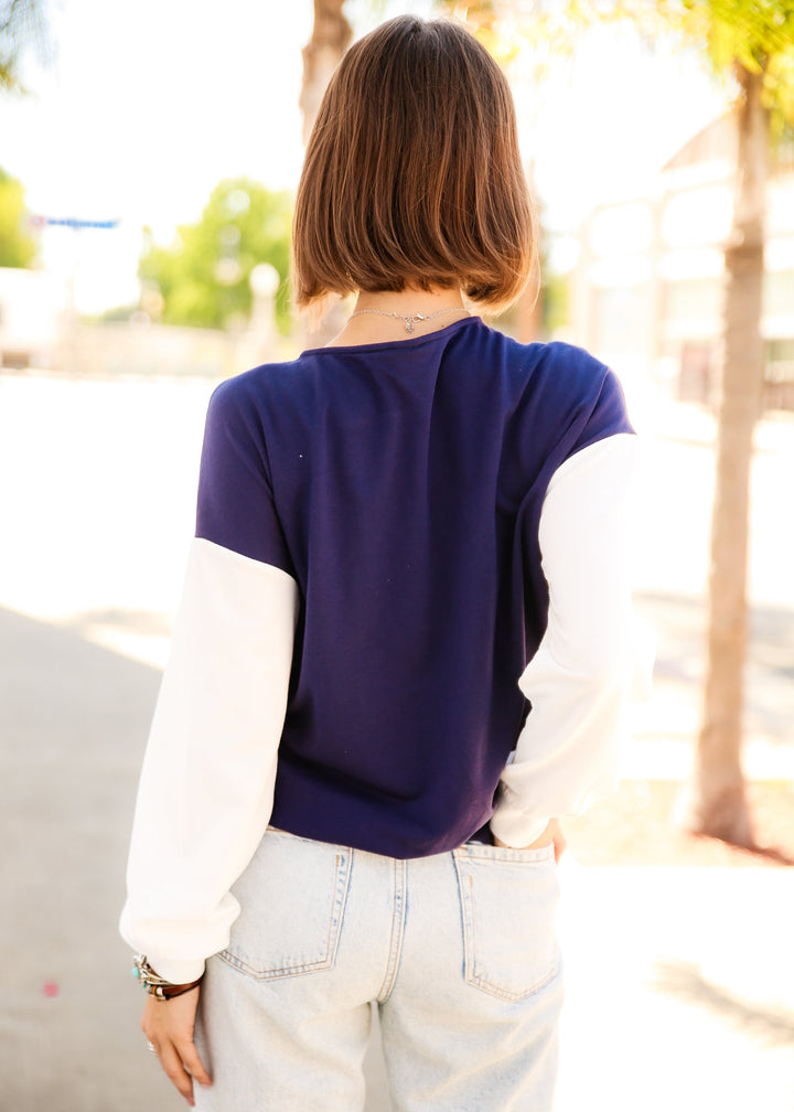 Two Tone Drop Shoulder Pullover by Knit and Lounge