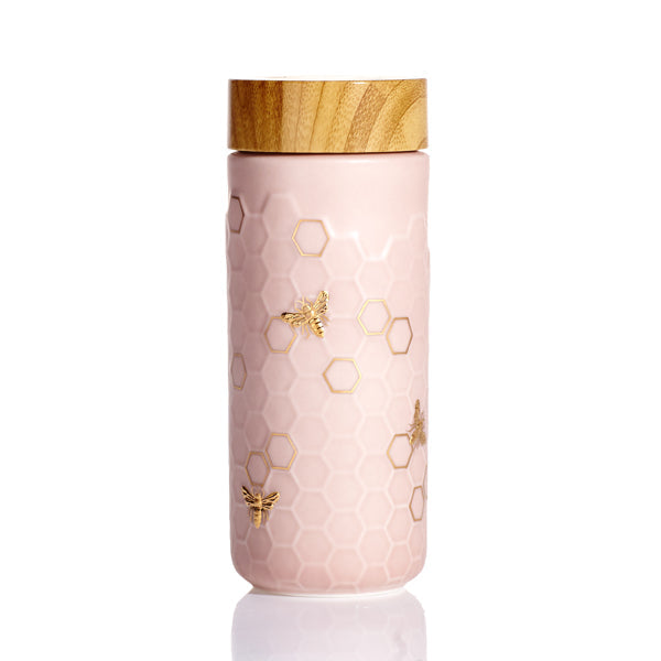 Honey Bee Ceramic Travel Mug / Gold 12.3 oz by ACERA LIVEN