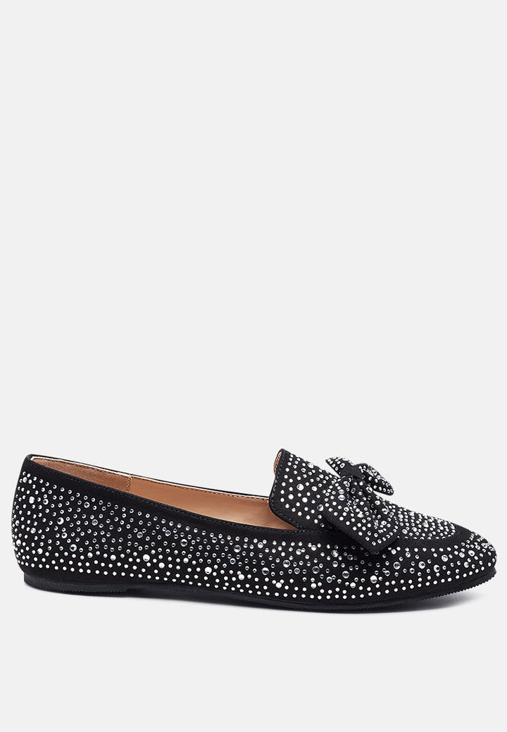 dewdrops embellished casual bow loafers by London Rag