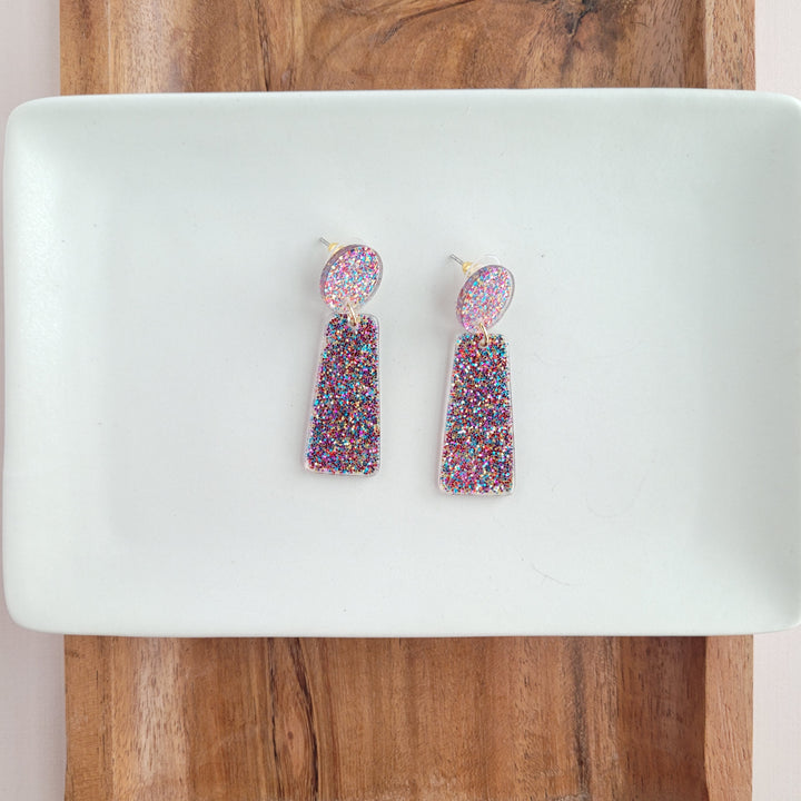 Mia Earrings - Rainbow Glitter by Spiffy & Splendid