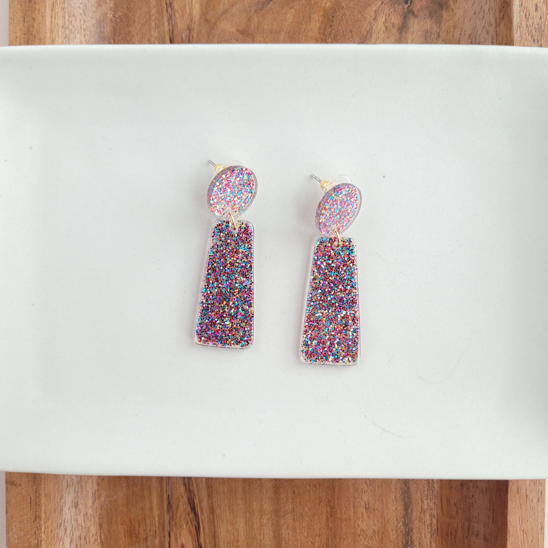 Mia Earrings - Rainbow Glitter by Spiffy & Splendid