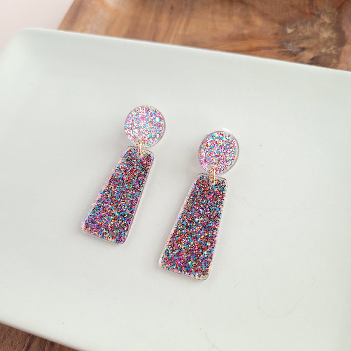 Mia Earrings - Rainbow Glitter by Spiffy & Splendid