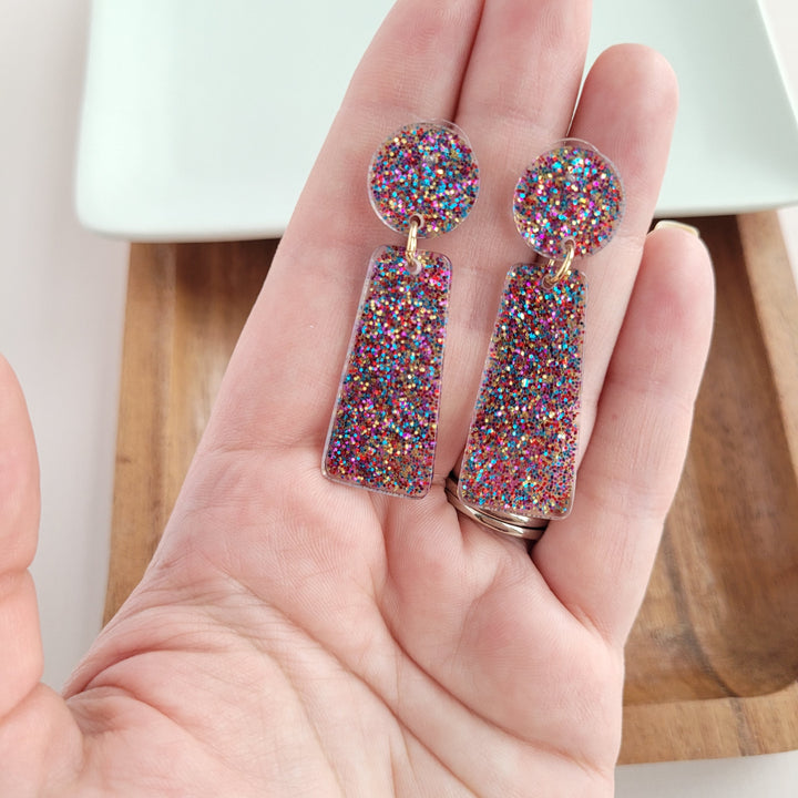 Mia Earrings - Rainbow Glitter by Spiffy & Splendid