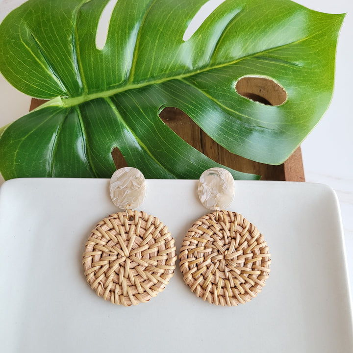 Dominica Earrings - Dark Rattan by Spiffy & Splendid