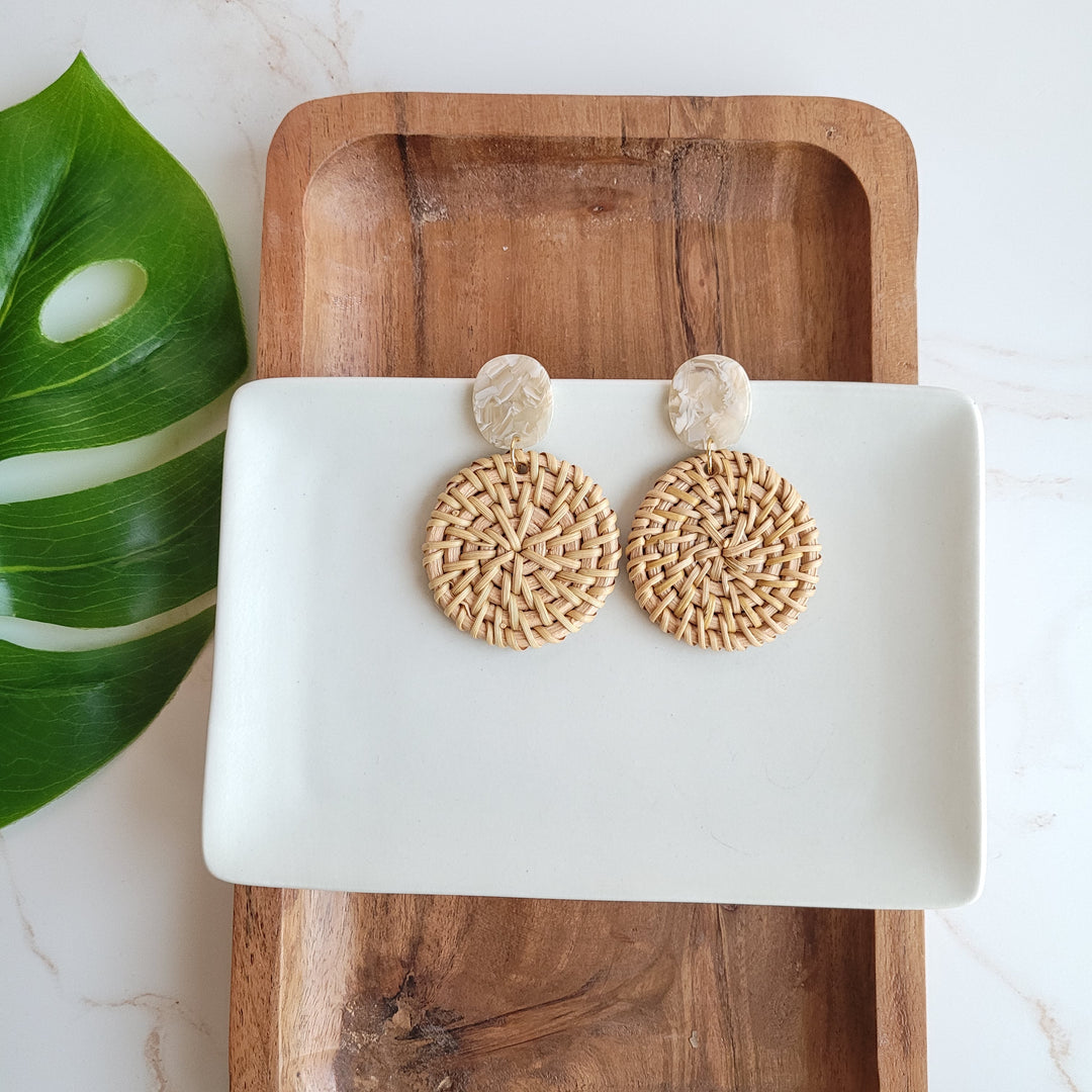 Dominica Earrings - Dark Rattan by Spiffy & Splendid