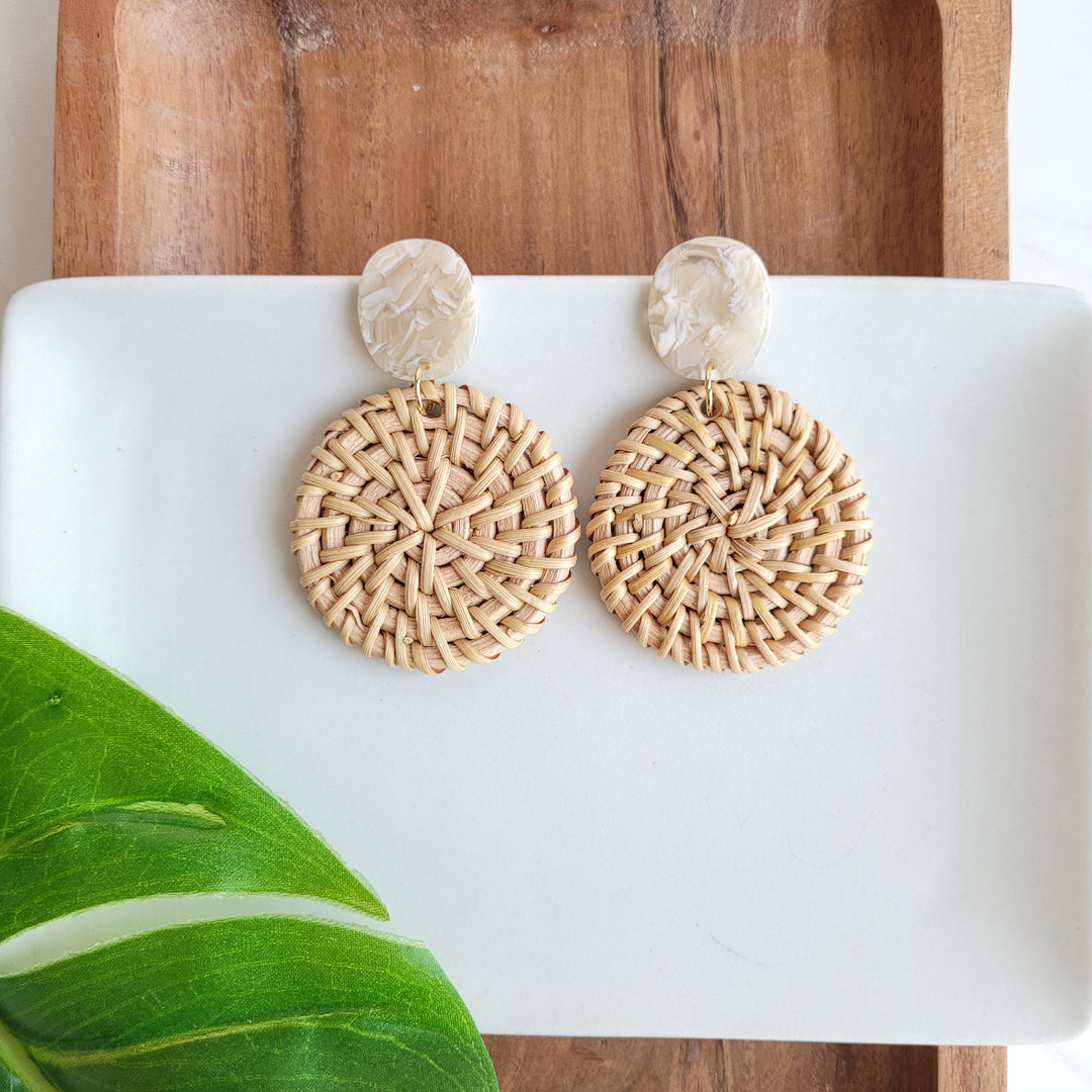 Dominica Earrings - Dark Rattan by Spiffy & Splendid