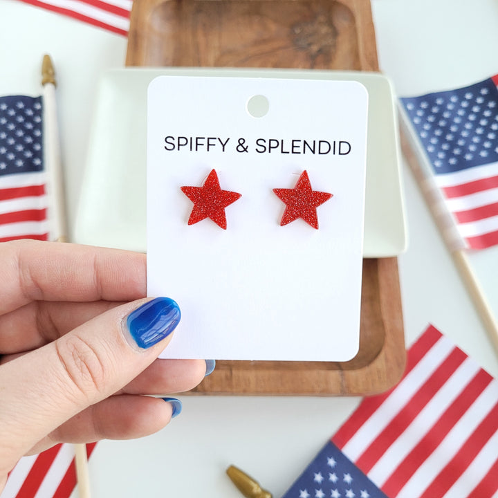 Liberty Star Studs - Red by Spiffy & Splendid