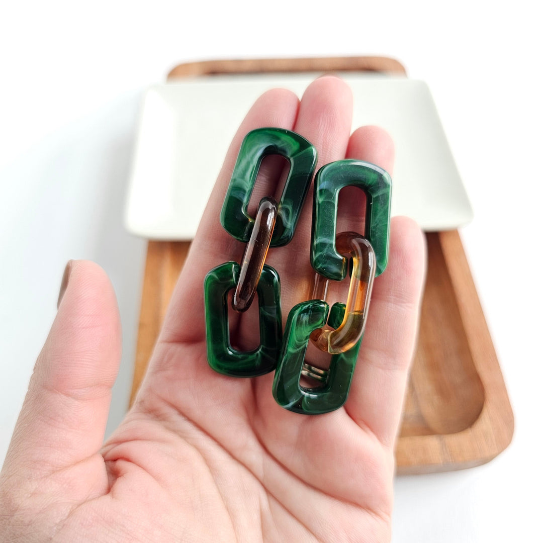 Tabitha Earrings - Forest Green & Amber by Spiffy & Splendid