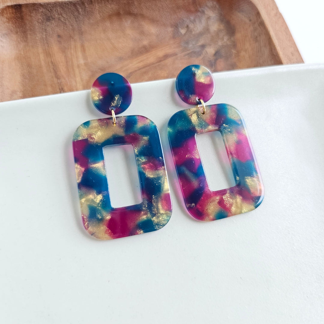 Margot Earrings - Golden Navy Maroon by Spiffy & Splendid