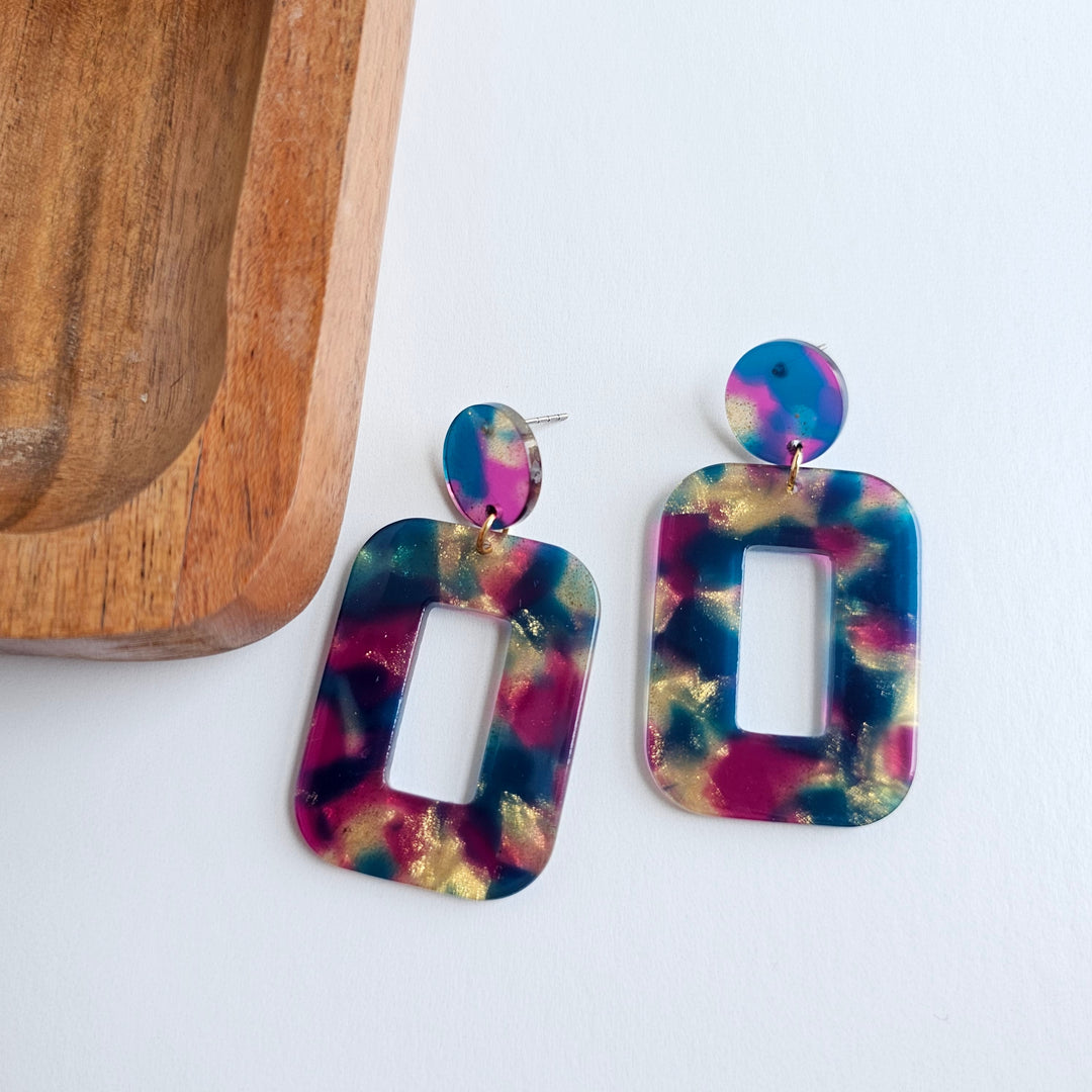 Margot Earrings - Golden Navy Maroon by Spiffy & Splendid