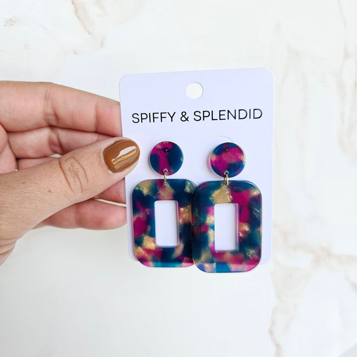 Margot Earrings - Golden Navy Maroon by Spiffy & Splendid