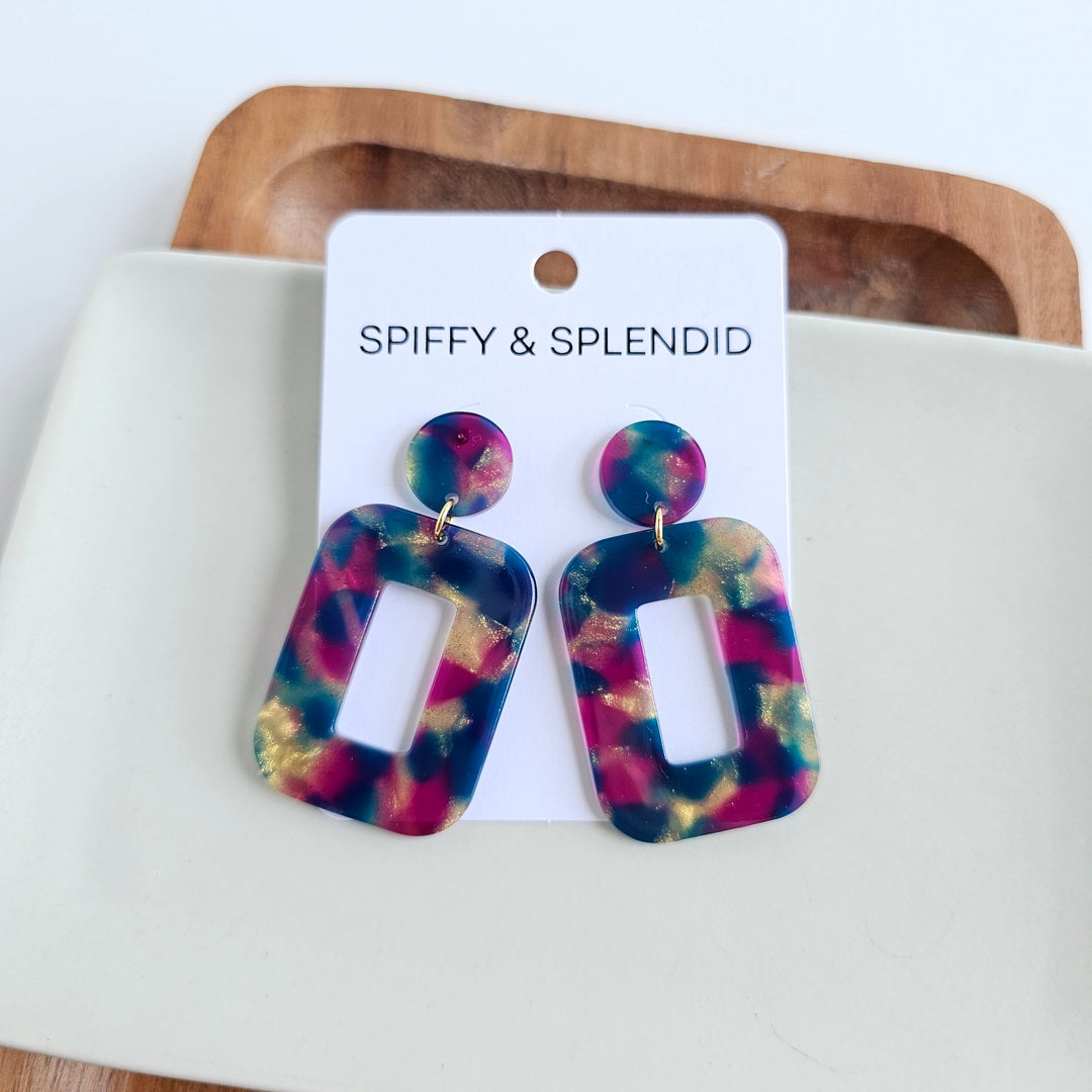 Margot Earrings - Golden Navy Maroon by Spiffy & Splendid