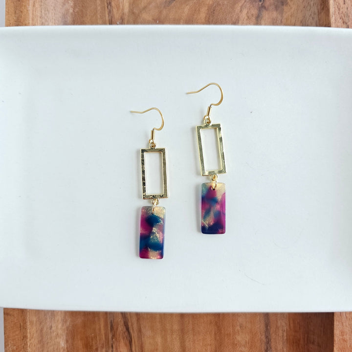 Raya Earrings - Golden Navy Maroon by Spiffy & Splendid