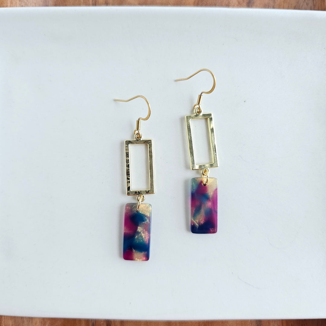 Raya Earrings - Golden Navy Maroon by Spiffy & Splendid