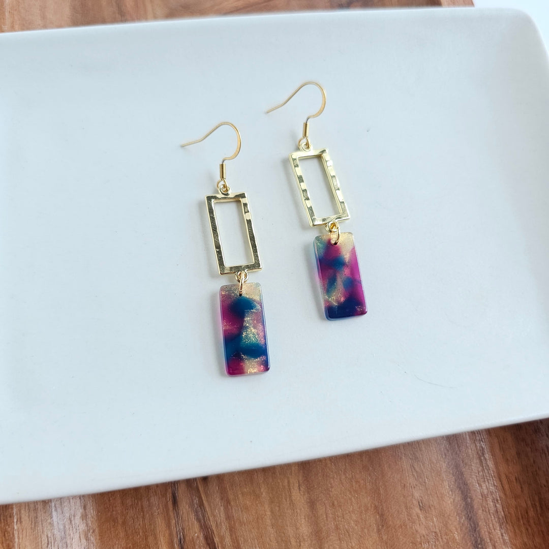 Raya Earrings - Golden Navy Maroon by Spiffy & Splendid