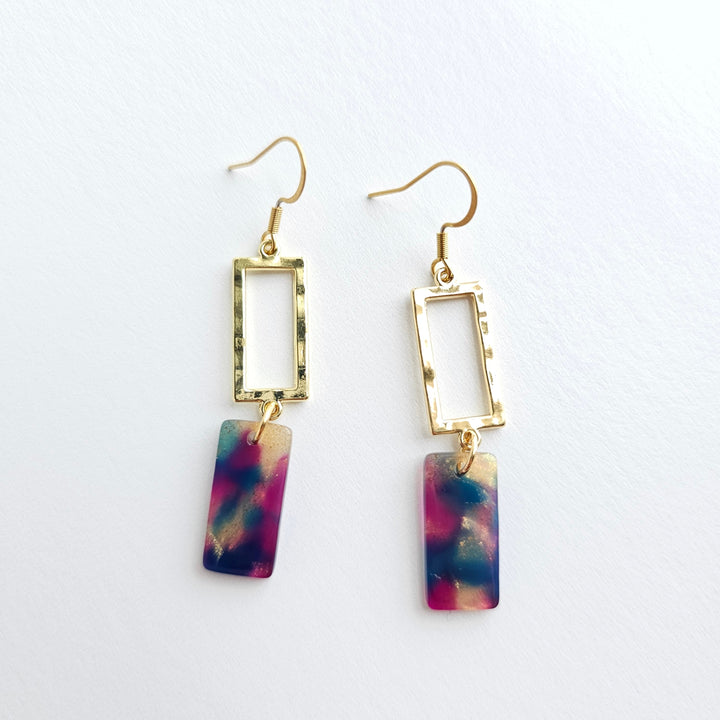 Raya Earrings - Golden Navy Maroon by Spiffy & Splendid