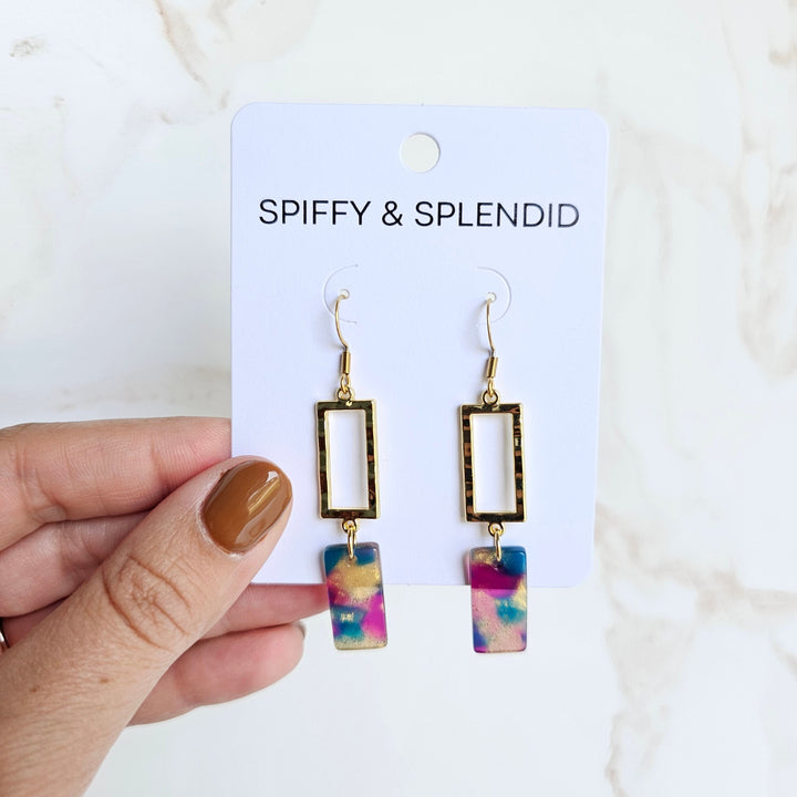 Raya Earrings - Golden Navy Maroon by Spiffy & Splendid