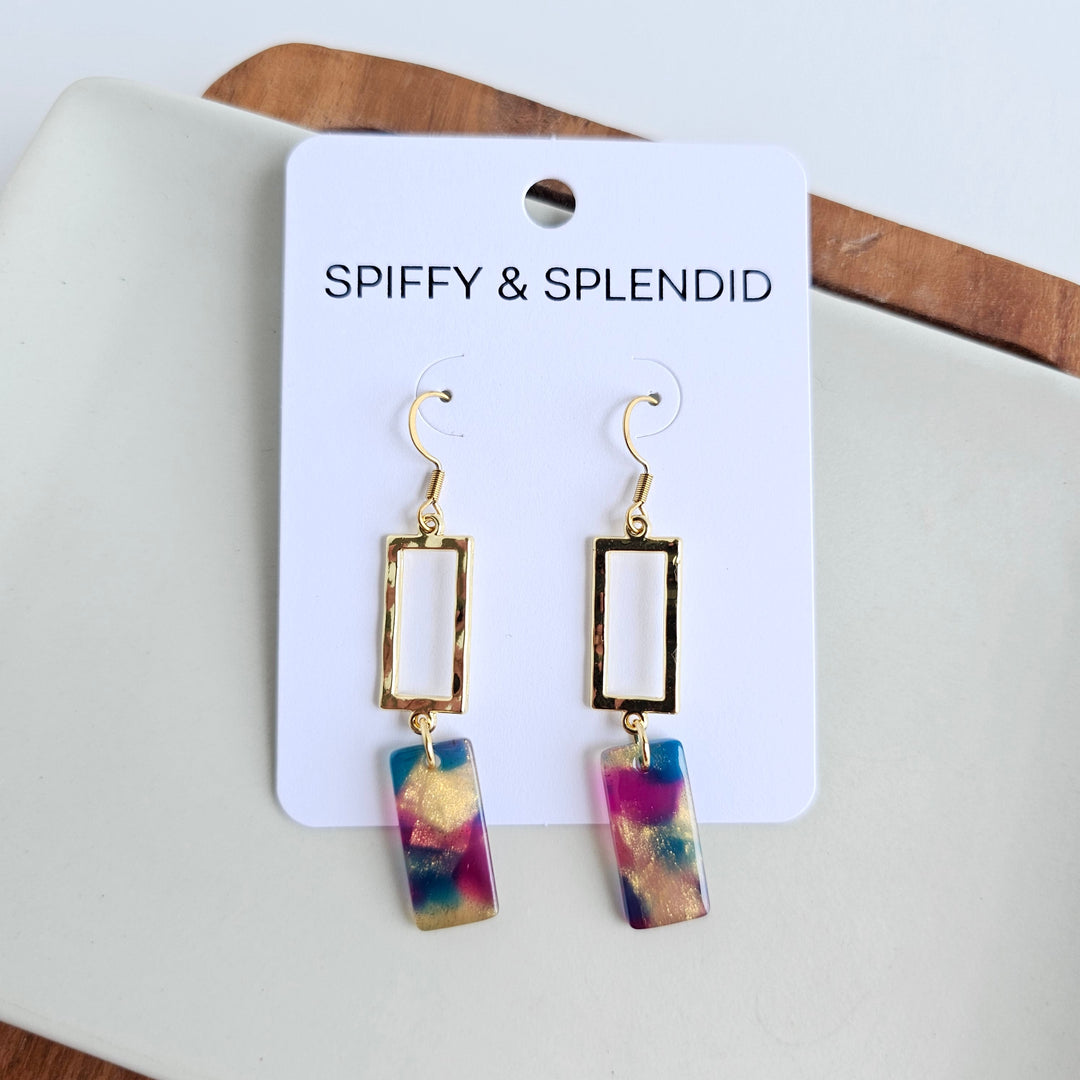 Raya Earrings - Golden Navy Maroon by Spiffy & Splendid