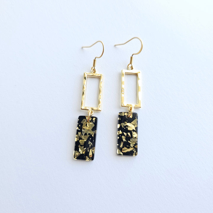 Raya Earrings - Black Gold Flake by Spiffy & Splendid