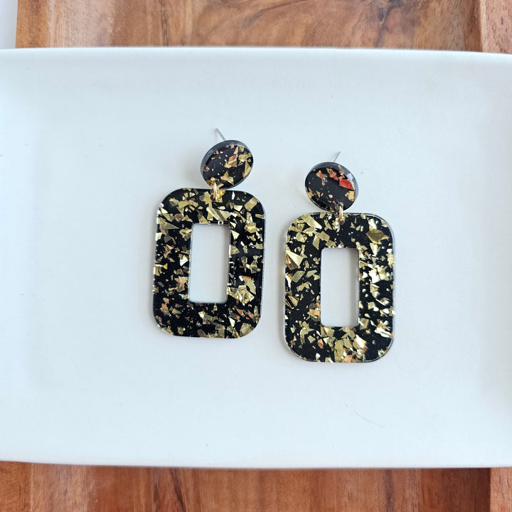 Margot Earrings - Black Gold Flake by Spiffy & Splendid