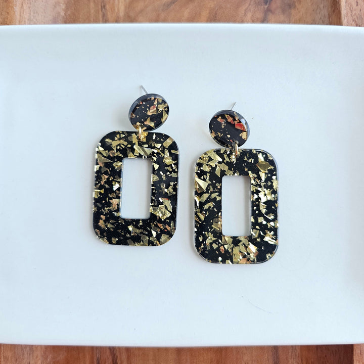 Margot Earrings - Black Gold Flake by Spiffy & Splendid